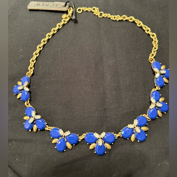 J. Crew Jewelry - J. Crew Gold Chain Necklace with Blue Floral Accents